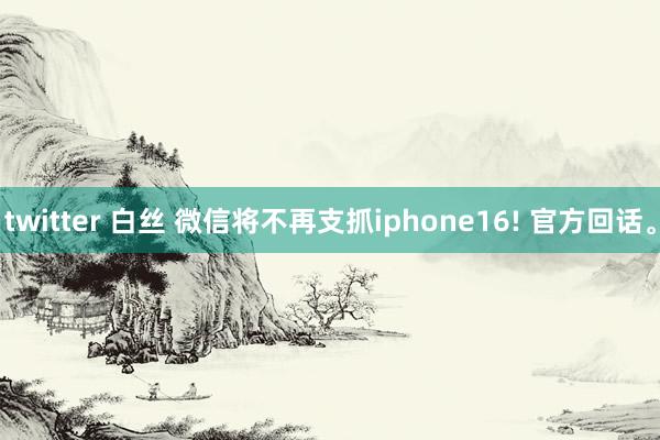 twitter 白丝 微信将不再支抓iphone16! 官方回话。