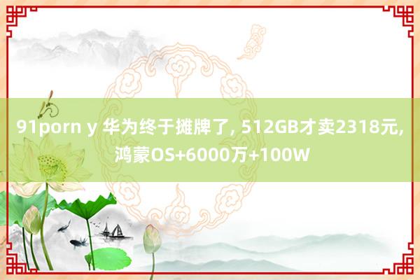 91porn y 华为终于摊牌了， 512GB才卖2318元， 鸿蒙OS+6000万+100W