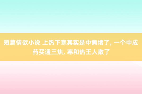 短篇情欲小说 上热下寒其实是中焦堵了， 一个中成药买通三焦， 寒和热王人散了