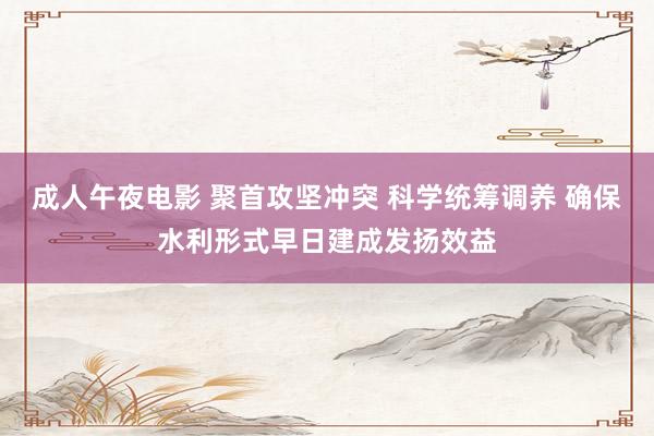 成人午夜电影 聚首攻坚冲突 科学统筹调养 确保水利形式早日建成发扬效益