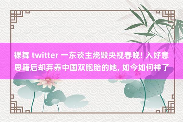裸舞 twitter 一东谈主烧毁央视春晚! 入好意思籍后却弃养中国双胞胎的她， 如今如何样了