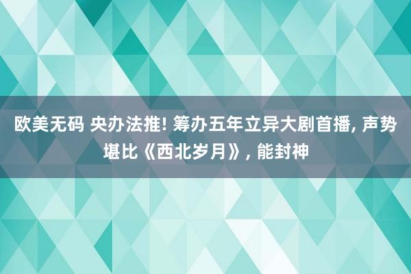 欧美无码 央办法推! 筹办五年立异大剧首播， 声势堪比《西北岁月》， 能封神